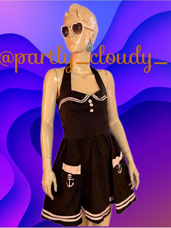 Hell Bunny Dresses & Skirts - HELL BUNNY Vintage style Black Halter Sailor Dress with skull Anchor Pockets